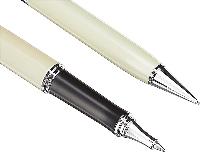 Pentel Libretto Roller Gel Pen and Pencil Set with Gift Box, Pen 0.7mm and Pencil 0.5mm, Cream Barrels (K6A8W-A)