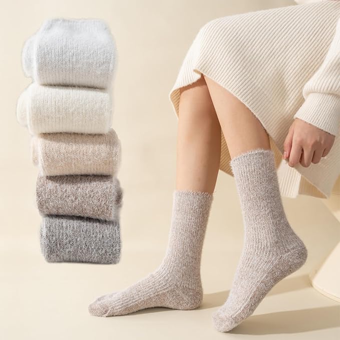 5 Pairs Fuzzy Soft Cozy Comfortable Socks for Women, Casual Sleep Comfy Socks, Perfect Warm Winter Gifts for Women