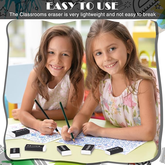 300 Pieces White Pencil Erasers Bulk Soft Art Erasers Pencil Erasers Large Rubber Erasers for Drawing Kids Student Artist Office Home Classroom Writing 1.8 x 0.8 x 0.3 Inch