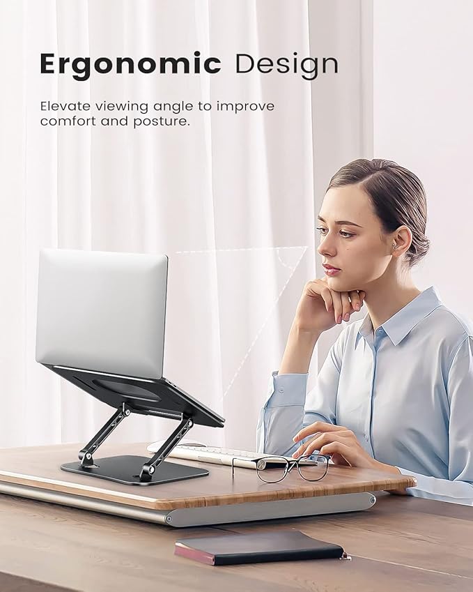 Laptop Stand, Adjustable Laptop Stand for Desk, Aluminum Computer Stand Portable Laptop Riser, Foldable Laptop Holder for Mac HP ASUS Acer Surface ThinkPad Dell Lenovo