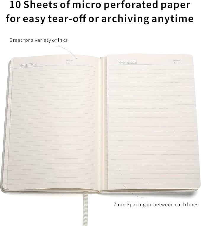 Deziliao Lined Journal Notebooks with Pen Loop, Hardcover Notebook Journal for Work, 100Gsm Premium Thick Paper with Inner Pocket, Medium 5.7"x8.4", （White, Ruled）