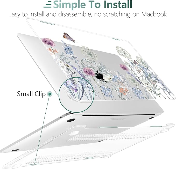 TWOLSKOO Compatible with MacBook Pro 13 inch Case 2023-2016 A2338 M2/M1 A2251 A2289 A2159 A1989 A1706, Plastic Hard Shell Cover & Keyboard Skin & Screen Protector, Dandelions