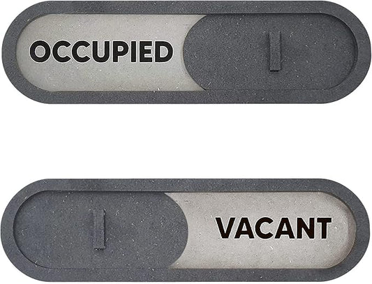 GEEKBEAR Vacant Occupied Slider Door Sign for Home Office - Premium MDF, 7.5 x 2.2 in (Gray)
