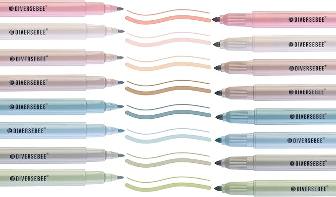 DIVERSEBEE Dual Tip Bible Highlighters and Pens No Bleed, 8 Pack Assorted Colors Quick Dry Highlighters Set, Cute Markers, Bible Study Journaling School Office Supplies and Accessories (Earthy)