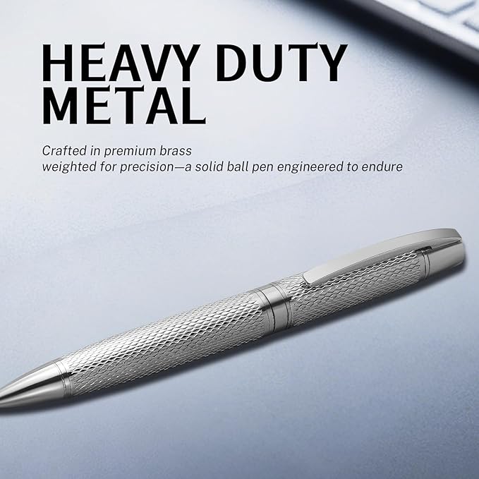 YUNCHUN Executive Pens for Men, Medium Point Ball Point Pen Set for Men Gift, Heavy Duty Ball Pen for Writing, Retractable Metal Ballpoint Pen for Journaling, Ballpoint Pen Blue Ink with Rough Lozenge