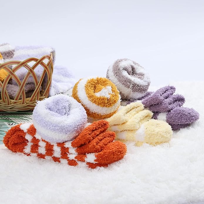 Womens Fuzzy Socks Microfiber Soft Cozy Warm Slipper Sleeping Winter Sock Fluffy Cabin Plush Stocking Stuffers