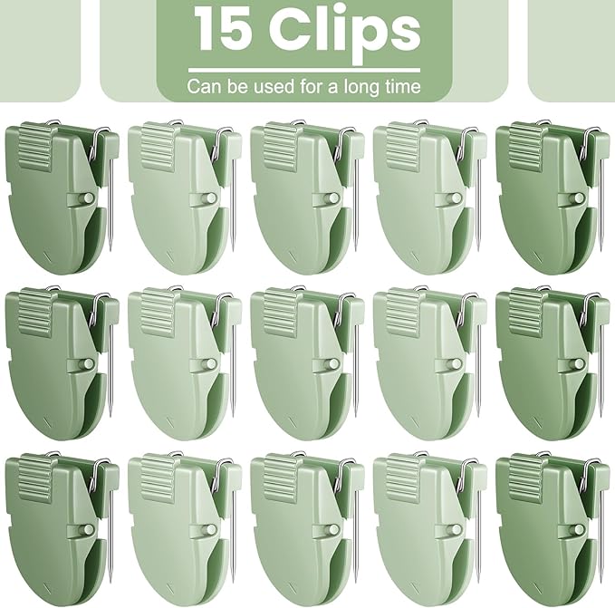 15 Pcs Cubicle Clips Fabric Panel Cubicle Accessories Fabric Partition Panel Wall Clip Office Photos Wall for Notes Memos Standard Size, 40-Sheet Capacity (Sage Green)