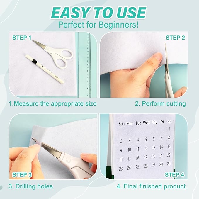 XSEINO 13 Rolls White Felt Fabric,8"x35"(20.5x90cm) 1.4mm Thick Soft Felt Fabric Sheet for Crafts,White Series Colors Soft Nonwoven Fabric,Fit for Decoration, Sewing, DIY Crafts