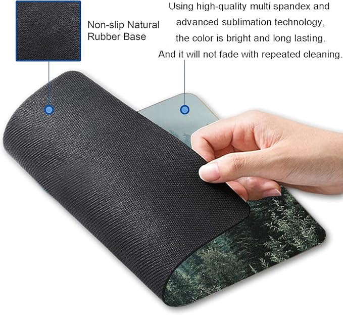 Mouse Pad, Mist Forest Mouse Pad, Washable Square Cloth Mousepad for Gaming Office Laptop, Non-Slip Rubber Computer Mouse Pads for Wireless Mouse, Cute Mouse Pads for Desk, Natural Landscape