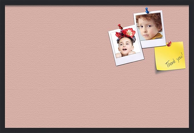 PinPix 36x24 Inch Cork Bulletin Board. This Decorative Framed Pin Board Comes with Pink Pastel Design and a Satin Black Frame. Ideal for Home Office Decor or Message Board (PinPix-1813)