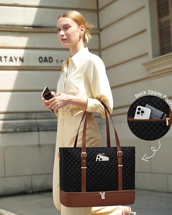 LOVEVOOK Lunch Tote Bag for Women, 15.6 Inch Laptop Work Bag With Lunch Compartment & Large Cup Holder, Lightweight Work Briefcase for Travel, Bussiness, Teacher