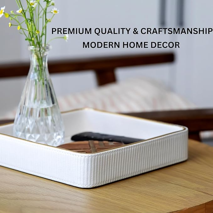 Small Night Stand Organizer Nightstand Tray Bedside Table Organizer Women| Dresser Trays for Bedroom Leather Valet Trinket Tray Catch All| Purse Bowl for Women| Desk Trays