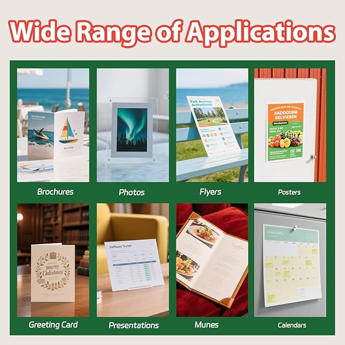 Uinkit Glossy Inkjet Photo Paper 8.5x14 Legal Size, 48lb 180gsm, 100 Sheets - Professional Photographic Quality, Compatible with Dye Ink Inkjet Printers, High-Gloss Finish for Vibrant Prints