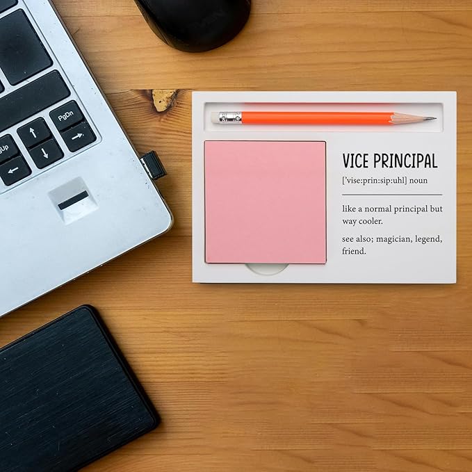 Vice Principal Gift Desk Organizer Funny and Heartfelt Note Pad Holder for Back to School Retirement Promotion, Appreciation Cool Assistant Principal Desk Decor XBCT4