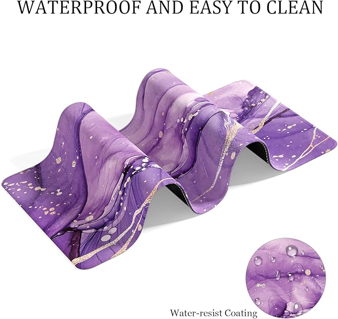 Desk Mat, 32" x 16" XXL Extended Large Gaming Mouse Pad, Desktop Decor Desk Pad, Cute Men Women Office Supplies and Accessories, XL Mouse Mat for Laptop & Keyboard, Purple Marble