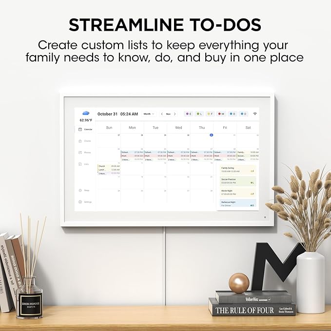 21.5 Inch Smart Digital Calendar, Wall Electronic Calendar, 1920 * 1080 IPS Full HD Touch Screen Display for Family Meal Planner Support - Streamline Household Organization