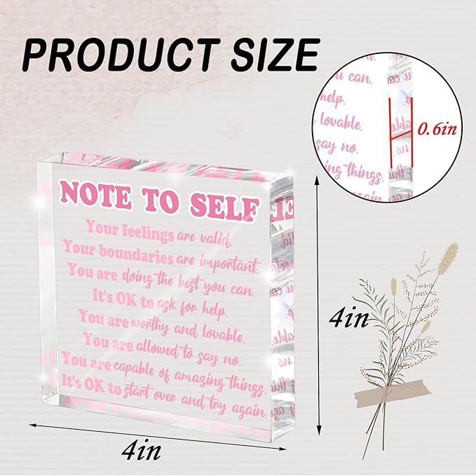 Inspirational Gift Ideas, Mental Health Reminder Desk Decor, 4" x 4" Pink Acrylic, Positive Psychology Affirmations, Inspirational Gift for Counselors, Students and Classrooms