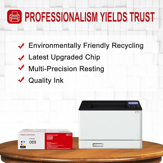 4 Pack 069 BK/C/M/Y Toner Cartridge Compatible 5094C001 5093C001 5091C001 5092C001 Toner Cartridge Replacement for Canon imageCLASS LBP673Cdw LBP674Cx LBP674Cdw MF752Cdw MF753Cdw Printer