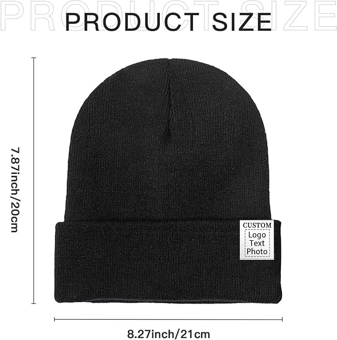 Custom Beanie for Men Women Bulk Custom Winter Hat Beanies with Logo Text Image Personalized Knit Hats Gifts for Business