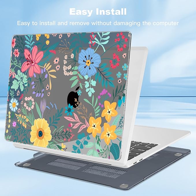 Teryeefi for MacBook Pro 13 Case 2022 2021 2020-2016 Release A2338 M2/M1 A2251 A2289 A2159 A1989 A1706, Laptop Hard Shell with Keyboard Cover & Trackpad Film & Type C Adapter, Colorful Floral 136