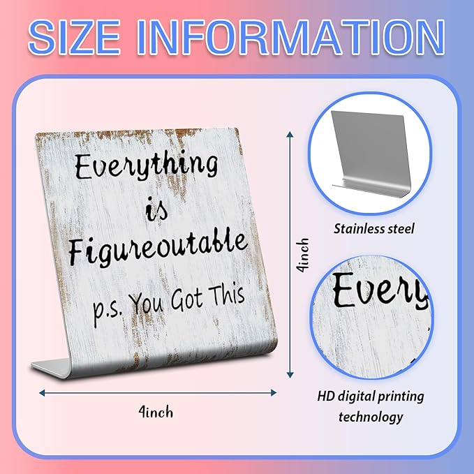 Home Office Desk Decor Everything is Figureoutable P.S. You Got This Gifts For Women Best Friend Encouragement Cheer Up Gifts Inspiration Positive Plaque For Cowoker Motivational Sign XUV122