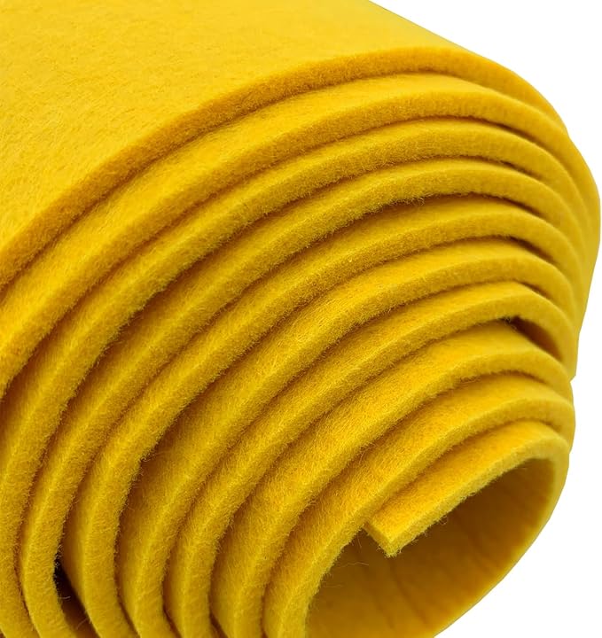 aufodara Felt Fabric 11.8 x 98.4 inch Craft Felt Fabric Roll, Felt 3mm Thick for Felt Table Mats DIY Arts & Crafts Patchwork Sewing Decorations (Yellow)