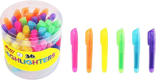 SKKSTATIONERY 36-Pcs Mini Highlighters Colored Highlighters Chisel Tip, Highlighter Markers, Assorted Colors Highlighter Pens 3.5''