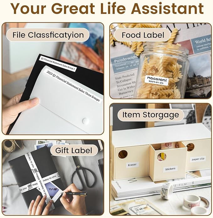 Phomemo D30 Label Maker, Bluetooth Mini Label Maker Machine, Portable Thermal Printer Small Rechargeable Labeler for Kids School Classroom Teacher Supplies, Home Office Labeler Works with Tablet/Phone