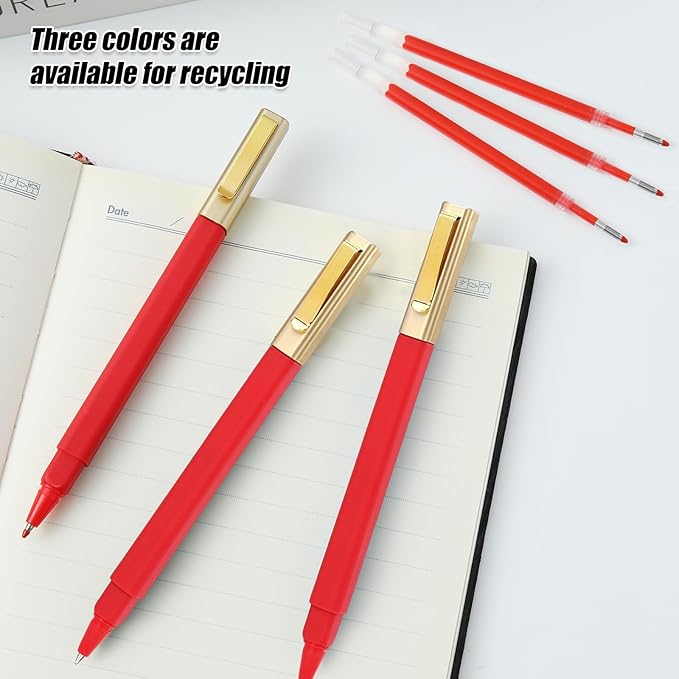 12 Pack Gel Pens Red 0.5mm Medium Point Red Gel Ink Pens with Cap Quick Drying Ballpoint Pen Smooth Writing Fine Point Pen for Journaling School Office Supplies