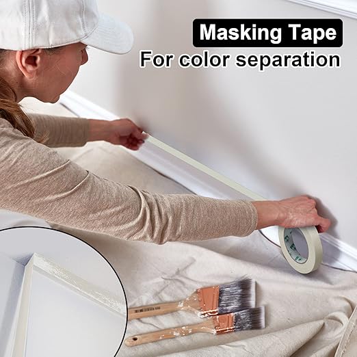 Leelosp 25 Rolls Masking Tape Bulk General Purpose Masking Tape Paint Craft Painter Artist Multi Use School Classroom Supplies, 0.75 Inch x 55 Yards, 1375 Yards Total (Beige)