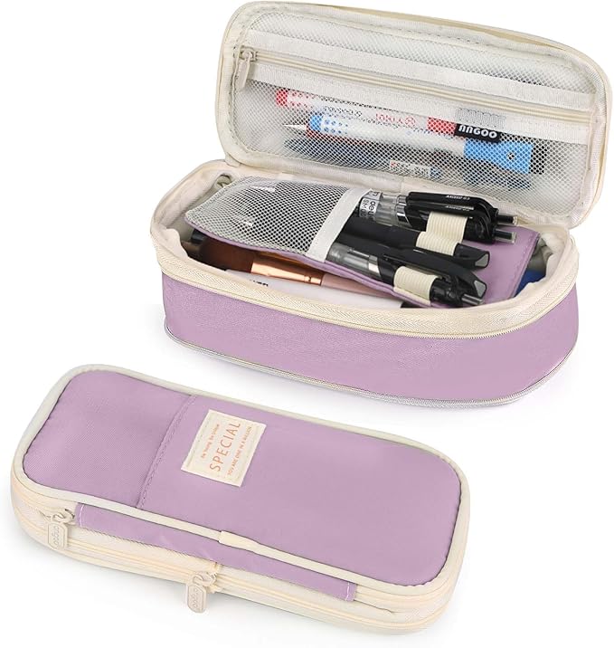 Pencil Case, Large Capacity Aesthetic Pencil Cases with Durable Zipper, Big Stationery Pencil Pouch for Women & Men, Adults Portable Storage Organizer Bag for College, office, Travel (Purple)