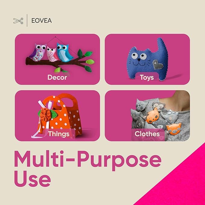 EOVEA | Acrylic Felt Fabric by The Yard - Non-Stiff, Soft Material - 72" Wide - 1.6mm Thick Felt Sheets for DIY Crafts, Sewing, Upholstery, Cushion, Padding(Neon Pink,20 Yard)