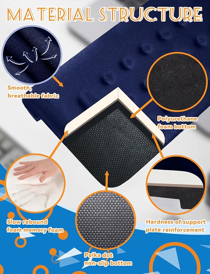 L-Shaped Ergonomic Keyboard Wrist Rest, Wrist Rest for Mouse, Wrist Pad Computer Wrist Support Designed Specifically for Comfortable Typing and Pain Relief, for Computer,Gaming, Office (Blue)