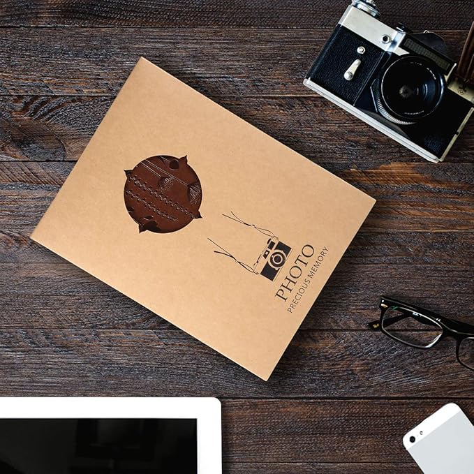 Leather Scrapbook Album ThxMadam Vintage Wedding Photo Album Love Guest Book DIY Memories Book with 60 Black Pages Gift or Valentines Mothers Anniversary Day Birthday for Wife Mum Daughter Girlfriend