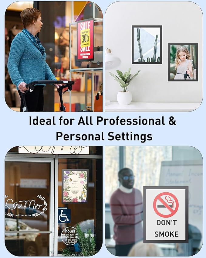 Uniclife 24 Pack Magnetic Sign Holder 8.5" x 11" Self-Adhesive Magnetic Picture Frame Wall Mounted Display Frame for Home Office Store Poster Document Holder for Wall Door Glass Window Refrigerator