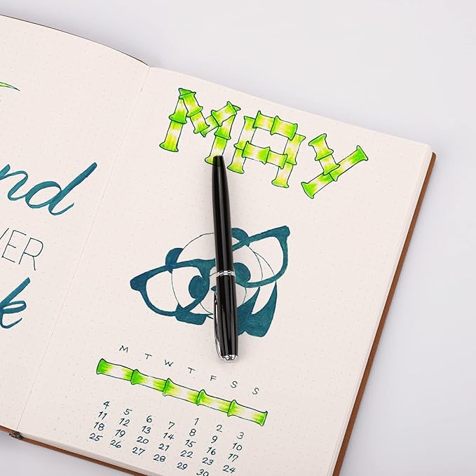 AHGXG Bullet Dotted Journal 2 Pack - B5 Large Journal Dot Grid Notebook (7.6'' X 10'') with Thick 120gsm Dot Paper, Soft Leather Cover, Total 384 Pages, Inner Pocket - BlackGreen