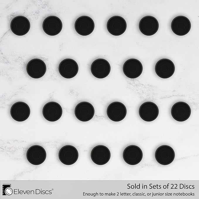 ½-Inch Black Plastic Discbound Expansion Discs for Custom Notebook and Planner - Compatible with Circa, Arc, TUL (Set of 22)