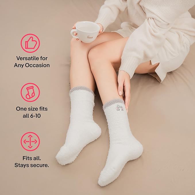 CoolMate GLOBAL Fuzzy Socks for Women Gift Box, Cozy, Soft, Comfy & Cloud-Like Socks, Plush, Durable for Spa, Home
