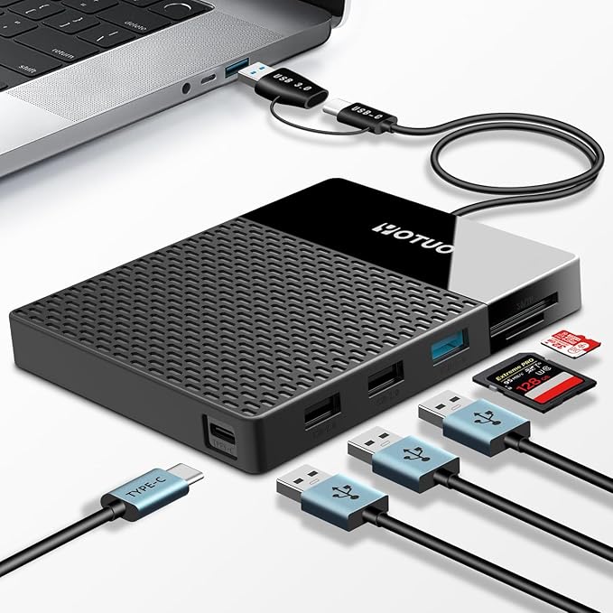 Portable Docking Station External Hard Drive 500GB Storage Hub, Multiport USB-C Huc + HDD 7-in-1, USB 3.0, SD/TF Card, HDD for Windows, Mac, Android, TV, Phone, Laptop, Desktop, PC