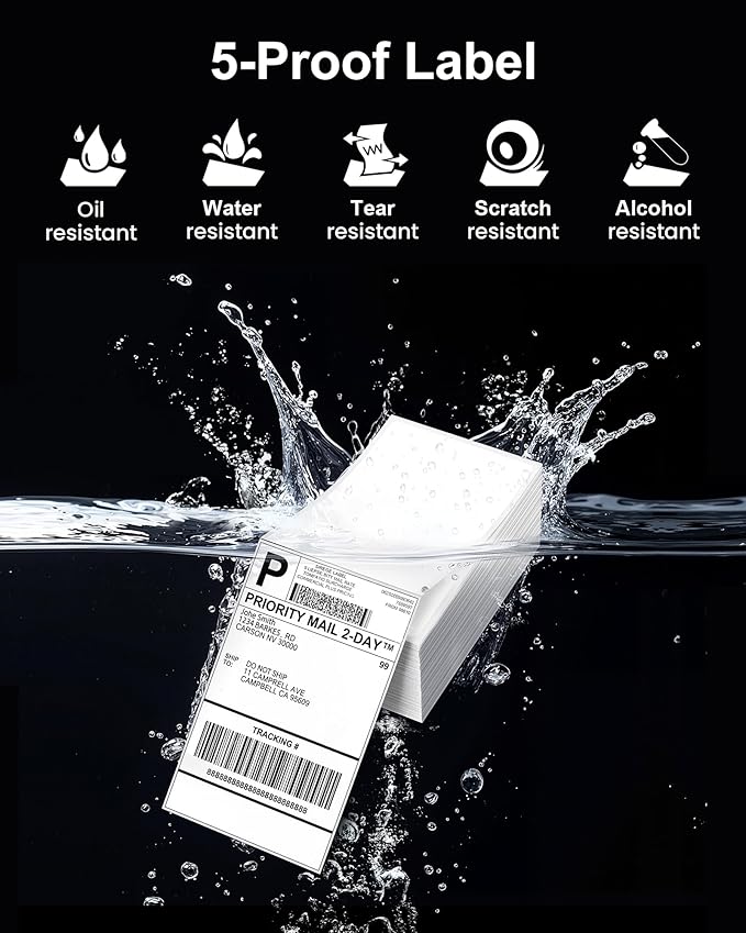 Phomemo 4x6 Thermal Labels for Shipping Label Printer - 500PCS Purple Mailing Labels - 4x6 Direct Thermal Labels Fanfold Compatible with Rollo,MUNBYN,iDPRT,JADENS,POLONO - Water/Oilproof - NO BPA/BPS