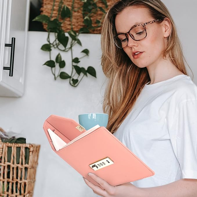 CAGIE Diary with Lock for Women, Full Wrap-around Privacy Journal Gifts for Girls, 120 GMS 224 Pages Thick Lined Notebook with Lock, 5.9 x 7.9 Inch