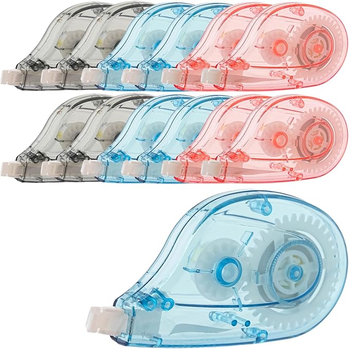 White Correction Tape Whiteout Correction Tape - Easy to Use, Instant Correct Wrong Writing at Anytime, Writing Supplies for Office and School - 12 Packs