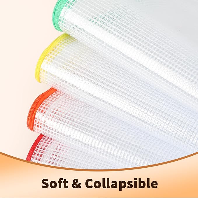 Umriox Zipper Mesh Document Pouch, 16.9x12.4 in (6 Colors, 18 Packs), Clear Zipper Pouches, Waterproof Zipper Pouches for Craft Projects Office Supplies Cosmetics Travel Storage