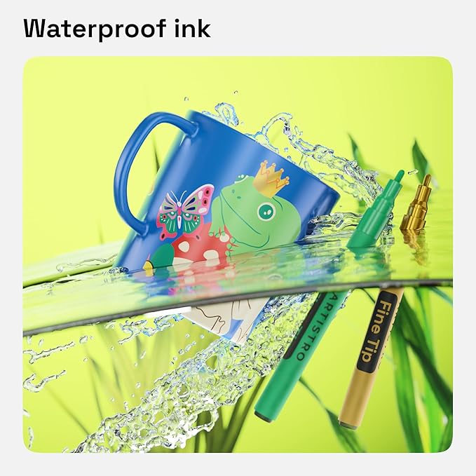 ARTISTRO 15 Oil-Based Permanent Paint Markers - Set of Fine Tip Markers for Wood, Rock, Fabric, Glass, Ceramic, Metal, Plastic, and More - Quick Dry, Waterproof, Permanent