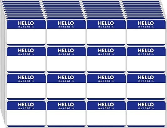 Zacool 480 Pcs Name Tag Stickers (3"x 2") Blue Hello My Name is Stickers Identification Badges, Easy Peel and Stick Name Tags for Themed Party, Family, Home, School, Office, Conferences