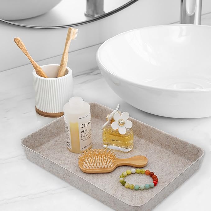 Welaxy 2-piece Office desk drawer organizer tray letter-size documents paper book file Folder Holder Scandinavian-chic storage bin hygge design sleek minimalist gifts idea storage bins (Oatmeal)