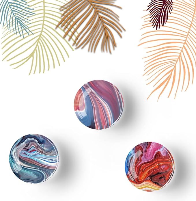 12Pcs Glass Strong Magnetic Refrigerator Magnet Fridge Sticker,Marble Crystal Fridge Magnets Decoration for Crafts,Strong Fridge Magnets for Kitchen, School,Office Whiteboard, Cabinet and Dishwasher