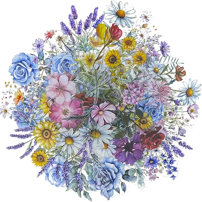 100 Pcs Natural Flower Stickers for Scrapbooking Junk Journal Notebook Planner Card Making Collage Envelope Water Bottle Phone Case Craft, Rose, Daisy, Lavender, Sunflower, Wildflower Stickers