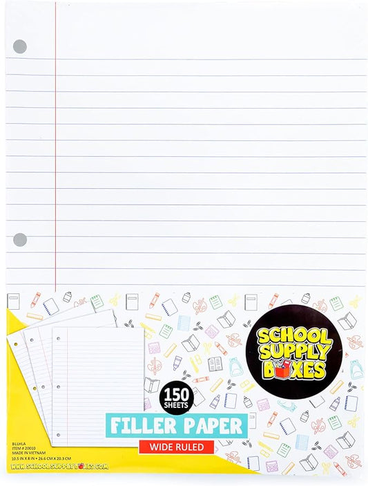 School Supply Boxes | Wide-Ruled Loose Leaf Paper | 48 Pack | 150 Sheets Per Pack, 3-Ring Binder Compatible