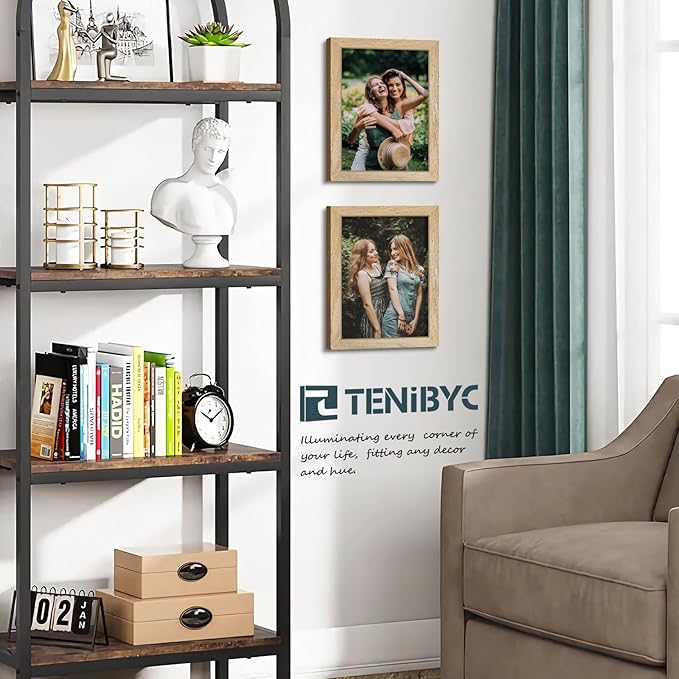 9x12 Frame 4 Pack - Natural Woodgrain, 9 x 12 Picture Frame with HD Tempered Glass, able or Wall Display